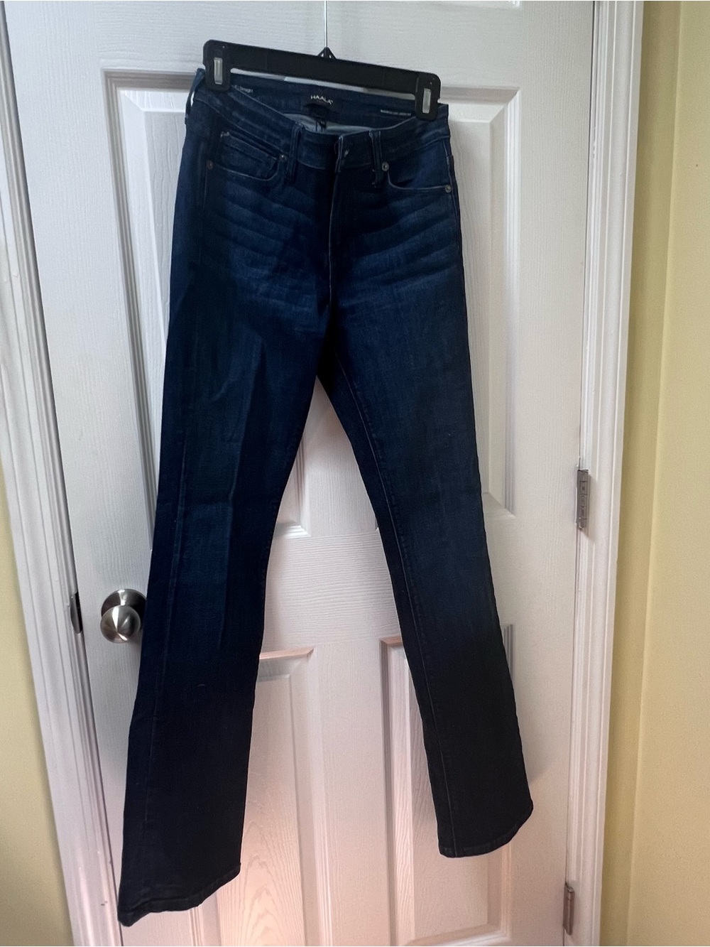 Haala Women's Denim Westerly Straight Dark Denim Jeans Waist Whiskers Size 27
